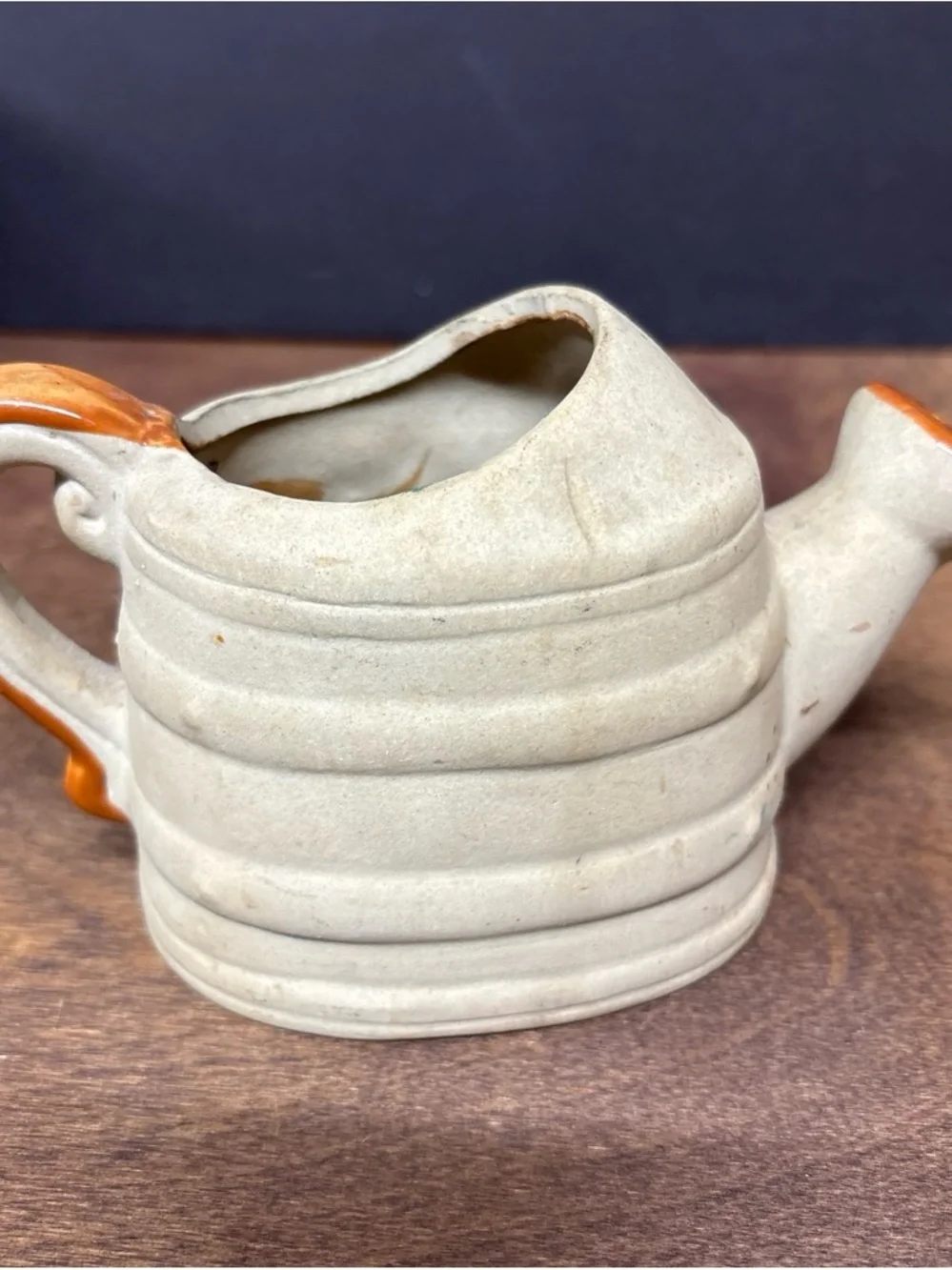 Hand-Painted Floral Ceramic Watering Can Planter - Orange Flowers